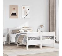 GeenYuu Cadre de lit Blanc en Bois de pin Massif 150x200 cm avec sommier à Lattes et tête de lit avec étagères pour Chambre Adulte offrant Un Couchage Stable et Espace de Rangement Pratique