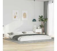 GeenYuu Cadre de lit Blanc en pin Massif 200 x 220 cm, Structure Robuste Plateforme sans sommier, Design épuré pour Chambre Adulte Enfant, Support Durable Matelas avec Latte Bois Naturel