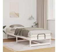 GeenYuu Cadre de lit Blanc en pin Massif 80 x 200 cm avec sommier Plateforme, Structure Solide pour Chambre Adulte Enfant, Design épuré pour Un Couchage Confortable et Durable