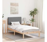 GeenYuu Cadre de lit capitonné gris clair 75x190 cm pin massif design moderne déhoussable pour chambre à coucher, chambre d'amis