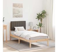 GeenYuu Cadre de lit capitonné taupe 75x190 cm pin massif sommier à lattes déhoussable meubles de chambre à coucher