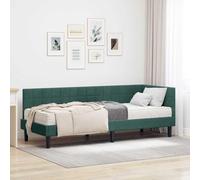 GeenYuu Cadre de lit d'angle Vert en Velours avec Matelas Mousse 80x200 cm, sommier Robuste en contreplaqué, tête de lit réglable, Meuble Chambre Adulte Enfant pour Couchage Confortable