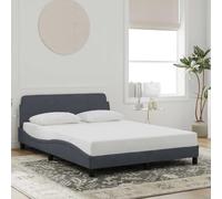 GeenYuu Cadre de lit Dover Gris foncé 140x190 cm Velours avec tête de lit capitonnée, Structure en métal et Bois, Lattes Robustes pour sommier, Design élégant pour Chambre Adulte ou Enfant