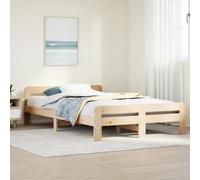 GeenYuu Cadre de lit en Bois de pin Massif 120x190 cm avec sommier à Lattes Stable pour Chambre Adulte Enfant, tête et Pied de lit Fonctionnels, Structure Robuste pour Un Couchage Confortable