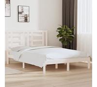 GeenYuu Cadre de lit en Bois de pin Massif Blanc 140x200 cm sommier Plateforme avec tête de lit Stable pour Chambre Adulte Enfant, Meuble de Couchage Robuste avec Latte et Structure Pratique