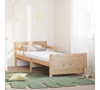 GeenYuu Cadre de lit en Bois de pin Massif Marron 80 x 200 cm avec Matelas Extensible à fermeté Moyenne, sommier Solide, Design Moderne pour Chambre Adulte Enfant, Structure Robuste et Confortable