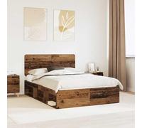 GeenYuu Cadre de lit en bois recyclé 150 x 200 cm, en pin massif, lit plate-forme durable avec sommier à lattes, meuble de chambre moderne pour 2 personnes