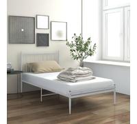 GeenYuu Cadre de lit en métal blanc 90 x 200 cm pour chambre à coucher, lit simple robuste, cadre revêtu par pulvérisation, lattes stables pour plus de confort, design moderne