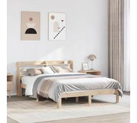 GeenYuu Cadre de lit en pin massif 135 x 190 cm, sommier à lattes, en contreplaqué, avec têtes de lit, étagères, meuble de chambre à coucher, design autonome, lit plate-forme robuste