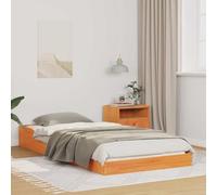 GeenYuu Cadre de lit en pin Massif Brun Cire 80 x 210 cm, Plateforme Solide avec Support Latte Bois, Meuble Chambre Adulte Enfant, sommier intégré pour Couchage Confortable