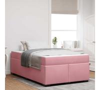 GeenYuu Cadre de lit en velours rose 120 x 200 cm avec matelas à ressorts ensachés, matériau du bois, petit lit double, meuble de chambre moderne pour 2 personnes, 280 kg, durable