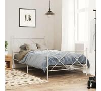 GeenYuu Cadre de lit métal Blanc 100x200 cm avec sommier à Lattes Robuste, Pieds centraux Stables, Espace Rangement sous lit, tête et Pied de lit Fonctionnels pour Chambre Adulte ou Enfant
