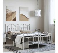 GeenYuu Cadre de lit métal Blanc 150x200 cm avec sommier à Lattes et Pieds Robustes, Espace de Rangement sous lit, tête et Pied de lit Fonctionnels pour Chambre Adulte ou Enfant