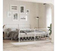 GeenYuu Cadre de lit métal Blanc 200x200 cm avec sommier à Lattes et Pieds Robustes, Structure Stable pour Chambre Adulte Enfant, Espace Rangement sous lit, tête et Pied de lit Fonctionnels