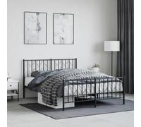 GeenYuu Cadre de lit métal Noir 135x190 cm avec sommier à Lattes et Pieds centraux, Structure Robuste en Acier pour Chambre Adulte, Espace Rangement sous lit, tête et Pied de lit Fonctionnels