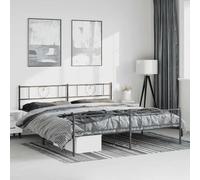 GeenYuu Cadre de lit métal Noir 183x213 cm avec sommier à Lattes et Pieds centraux, Structure Robuste pour Couchage Adulte, Espace Rangement sous lit, tête et Pied de lit Fonctionnels pour Chambre