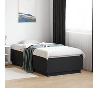 GeenYuu Cadre de lit Noir 75x190 cm en Bois d'ingénierie avec LED RVB, Lattes en contreplaqué Robustes, sommier Plateforme pour Chambre Adulte Enfant, Meuble Moderne avec connecteur USB