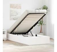 GeenYuu Cadre de lit Ottoman Blanc en pin Massif 90 x 200 cm avec Rangement intégré, sommier Plateforme sans Latte, Meuble Chambre Adulte ou Enfant, système Levage hydraulique