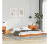 GeenYuu Cadre de lit Plateforme en pin Massif Brun Cire 140 x 200 cm, sommier intégré, Structure Durable pour Chambre Adulte ou Enfant, Design épuré avec Support Latte Bois