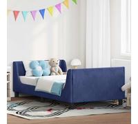 GeenYuu Cadre de lit pour enfant avec tête de lit, bleu police, 90 x 200 cm, en velours dérivé du bois, lit simple, compartiments de rangement, pour chambre à coucher, robuste