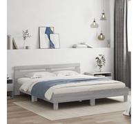 GeenYuu Cadre de lit somona Gris avec éclairage LED RGB, Bois d'ingénierie Robuste, sommier à Lattes 160x200 cm pour Chambre Adulte, Support Stable et Design Contemporain