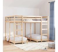 GeenYuu Cadre de lit superposé Triple en pin Massif Marron 140 x 200 cm avec sommier à Lattes, Structure Robuste, Optimal pour Chambre Adulte Enfant ado