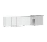GeenYuu Cage à poulailler, 400 x 91 x 100 cm, en acier galvanisé, avec 2 cages d'extension, enclos d'extérieur pour lapins, cochons d'Inde, rongeurs - Gris