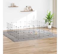 GeenYuu Cage Animaux de Compagnie en Acier Enduit de Poudre Noir 52 Panneaux 35x35 cm avec Porte, enclos spacieux pour Lapin, Hamster, cobaye, Furet, Chinchilla, Rongeur pour Jeu et Exercice