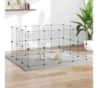 GeenYuu Cage Animaux de Compagnie en Acier Noir 28 Panneaux 35x35 cm avec Porte, enclos sécurisé pour Lapin, Hamster, cobaye, Furet, Chinchilla, Espace de Jeu et Repos