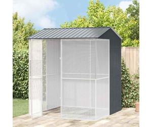 GeenYuu Cage volière pour Oiseaux en Acier galvanisé Anthracite 215 x 210 x 247 cm Habitat extérieur spacieux avec perchoir et Accessoires pour Perroquet Perruche canari Pinson
