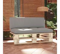 GeenYuu Canapé Central Palette Jardin en Bois de pin imprégné avec Coussin Gris, Module modulable pour terrasse, Balcon, véranda, Assise Confortable Dossier rembourré pour Salon extérieur