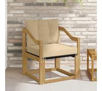 GeenYuu Canapé d’extérieur en Bois d’Acacia Massif Blanc et Beige avec Coussins rembourrés modulable pour Jardin terrasse Balcon Patio véranda Assise Confortable Dossier et accoudoir Design Durable