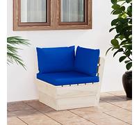 GeenYuu Canapé d'angle à palettes avec coussins, en bois d'épicéa imprégné, 60 x 60 x 65 cm, salon d'extérieur modulaire, meubles de terrasse, rembourrage confortable, meubles de jardin polyvalents