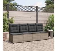 GeenYuu Canapé de Jardin inclinable en polyrotin Gris avec Coussin, Cadre Acier traité, mobilier extérieur pour terrasse Balcon Patio, Assise Confortable pour détente et apéritif en Famille ou Entre