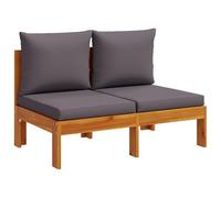GeenYuu Canapé de jardin, sans accoudoirs, avec coussin, 2 places, en bois massif d'acacia, traité à l'huile, 106 x 68 x 64 cm, modulable, pour terrasse et jardin, salon d'extérieur confortable, avec