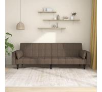 GeenYuu Canapé-lit 2 places avec 2 coussins en tissu taupe, dossier réglable convertible pour salon, chambre d'amis, petite chambre