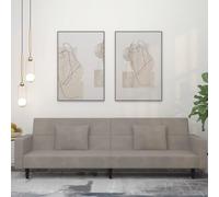 GeenYuu Canapé-lit 2 places avec 2 coussins en velours gris clair convertible, gain de place pour petites pièces, salon, couchage confortable