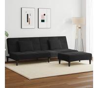 GeenYuu Canapé-lit 2 places avec repose-pieds, en velours noir, canapé pliant robuste pour chambre d'amis, polyvalent, 200 x 84,5 x 69 cm