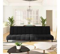GeenYuu Canapé-lit 2 places en velours noir, 200 x 84,5 x 69 cm, convertible, pour salon, chambre d'amis, petites pièces, fonction pliante polyvalente