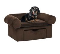 GeenYuu Canapé pour chien, avec tiroir, marron, 75 x 50 x 38 cm, en peluche et bois de pin, lavable, compact, pour salon et chambre à coucher, couchage confortable pour chiens et chats