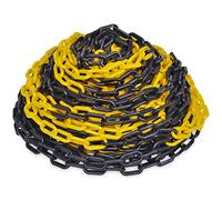 GeenYuu Chaîne de barrière en plastique jaune-noir de 30 m, maillons de 6 mm, marquage de sécurité pour l'intérieur et l'extérieur, ruban d'avertissement pour atelier, entrepôt, industrie, protection