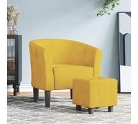 GeenYuu Chaise Cabriolet Jaune Velours avec Repose-Pied, Fauteuil Confortable pour Salon Chambre Bureau, Assise rembourrée avec Dossier et accoudoirs, Design Compact élégant pour détente et Lecture