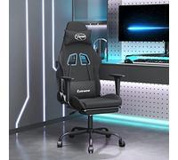 GeenYuu Chaise Fauteuil Gaming Ergonomique pivotante inclinable avec Repose-Pied et Coussin Appui tête Noir Tissu pour Bureau Ordinateur Salon Confort Gamer Adolescent Adulte