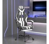 GeenYuu Chaise Fauteuil Gaming pivotante et inclinable en Similicuir Noir et Blanc avec Repose-Pied, accoudoir réglable, Coussin Appui tête Lombaire pour Bureau, Console, Salon
