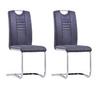 GeenYuu Chaises à Manger Cantilever Gris Similicuir Daim Lot de 2 avec Dossier rembourré poignée pour Cuisine Salle à Manger intérieur Maison Restaurant Confort Ergonomique