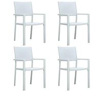 GeenYuu Chaises de Jardin Lot de 4 Blanc Plastique Aspect rotin tissé résistant aux intempéries Cadre Acier 58,5x53,5x88,5 cm empilables pour terrasse Balcon Patio Repas détente extérieur
