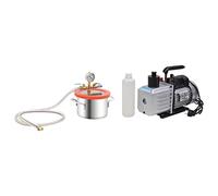 GeenYuu Chambre à vide en acier inoxydable avec volume de 3,7 l et pompe à 2 niveaux, puissance d'aspiration de 4,5 CFM pour la ventilation, le test de pression, le drainage de l'eau et de la saleté