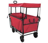 GeenYuu Chariot à main pliable rouge en tissu Oxford robuste 105 x 56,5 x 116 cm avec roues pivotantes et freins, idéal pour transport charge, manutention, déménagement, jardin et atelier