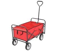 GeenYuu Chariot pliable en acier rouge avec capacité de charge de 75 kg, roulettes pivotantes à 360°, 2 poches en filet, 92 x 52 x 118 cm, idéal pour le jardin, l'atelier, le déménagement, le