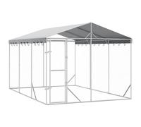 GeenYuu Chenil d'extérieur pour chien avec toit en acier galvanisé argenté, 3 x 4,5 x 2,5 m, résistant aux intempéries, robuste, avec porte verrouillable, idéal pour enclos pour chiots et clôture pour